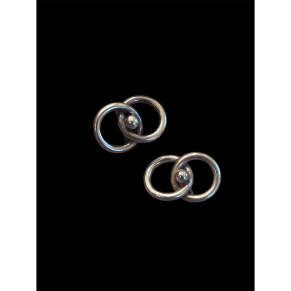MCM Modernist Geometric Sterling Silver Screw Back Earrings 925 1940-1950 - Picture 1 of 6
